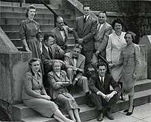 File:Front row (left to right)- Cornelia V. Christenson; Mrs. Leser; Clyde E. Martin. Arranged on steps (left to right)- Mrs. Brown; Paul H. Gebhard; William Dellenback; Alfred E. Kinsey; Wardell B. (5493916199).jpg