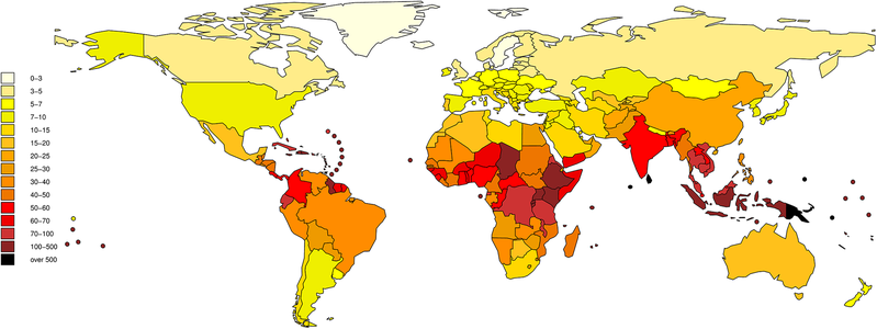 File:Global burden of leptospirosis in DALY per 100,000 per year.png