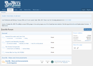 Screenshot of ZooVille Forum home page